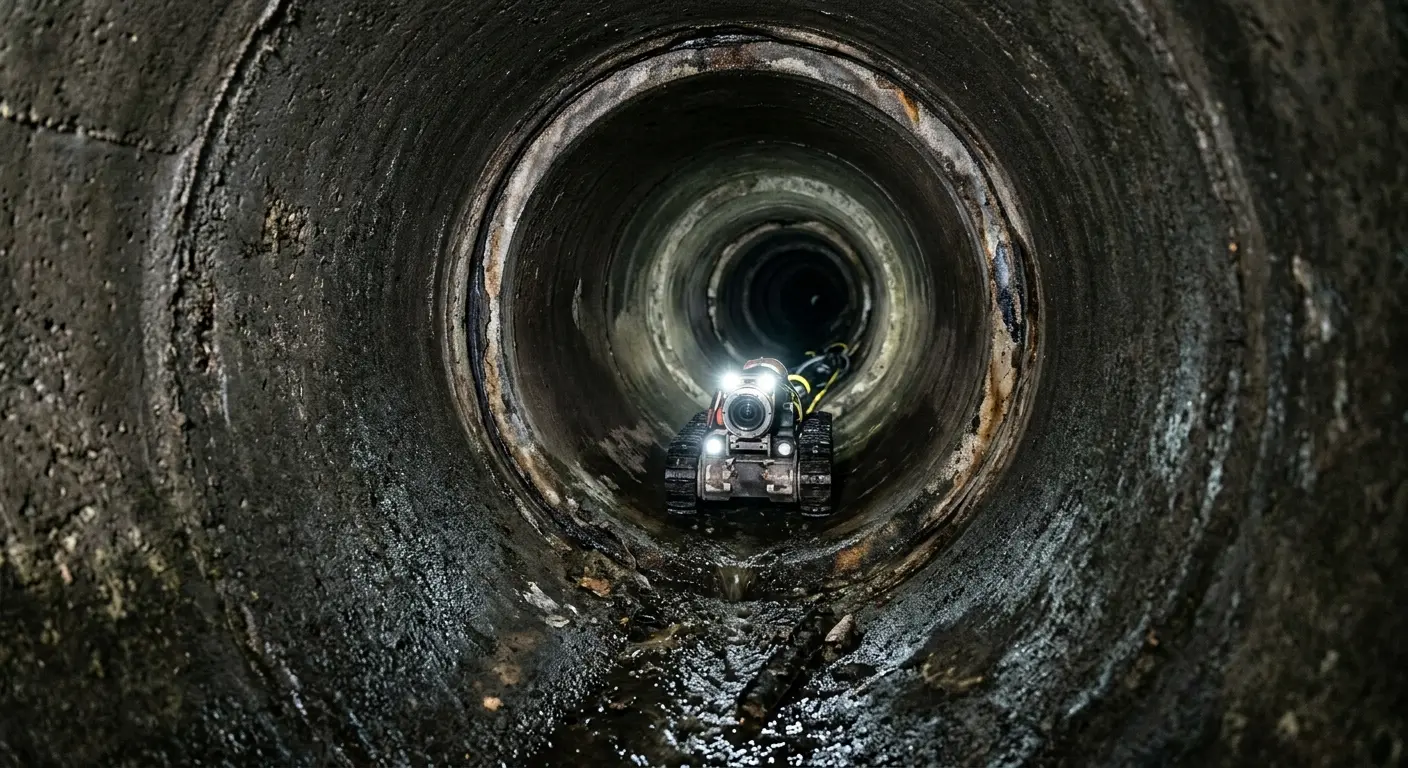 Robotic sewer camera inspecting pipe interior for Sewer Line Cleaning in Bound Brook